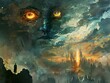 © Infinity - Surreal Cityscape with Glowing Eyes: A Dreamlike Vision of Urban Decay and Cosmic Mystery