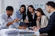© David - Asian business people working together in the office, Young asian people at business meeting.