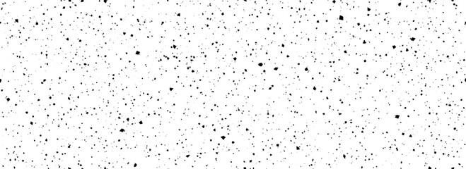 Poster - Black and white dirty dust dot seamless pattern. Grunge dripped splashed sprinkles, particles wallpaper. Small distressed noise grain repeated background. Random mottled gritty overlay texture. Vector