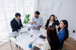 © David - Asian business people working together in the office, Young asian people at business meeting.