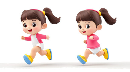 Poster - Little Girls Having Fun While Running in Playful Outdoor Settings Generative AI