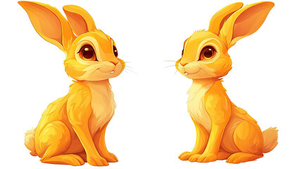 Poster - Cute Collection of Adorable Rabbits on a Transparent Background Generative AI