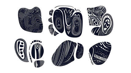 Poster - Tribal Doodles & Black/White African Art on Transparent Background Generative AI