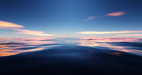 Wall Mural - wave sea beach and sunset sky abstract background. nature and summer concept. 3d render.