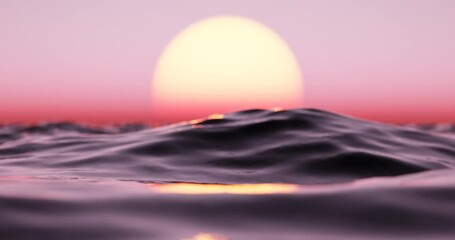 Wall Mural - wave sea beach and sunset sky abstract background. nature and summer concept. 3d render.