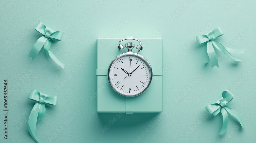 Ensure timely delivery with a stopwatch and gift box concept Stock ...