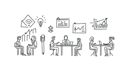 Poster - Glyph Icons Representing Business Meetings and Team Interactions Generative AI