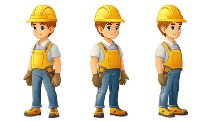 Poster - Young Construction Workers in Safety Gear Engaged in Building Tasks Generative AI