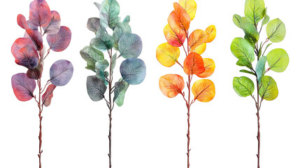 Poster - Lush Eucalyptus Branches With Vibrant Watercolor Leaves on Display Generative AI