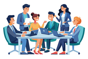 Poster - Business Professionals Collaborating During a Meeting