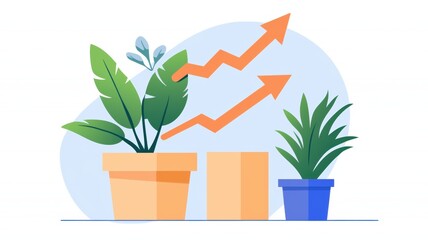 Poster - Growth and Profit Chart with Rising Arrows
