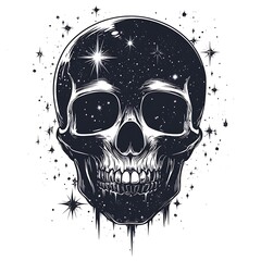 Wall Mural - A human skull with a galaxy inside.