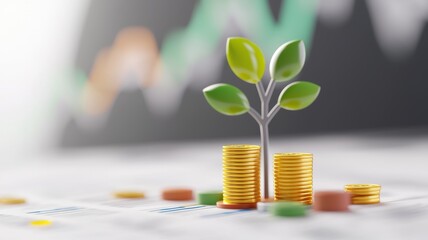 Poster - Financial Growth with Coins and Charts Background
