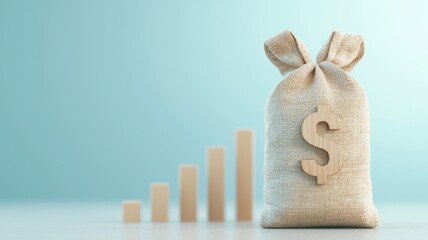 Poster - Funding Growth with Dollar Sign Bag and Rising Graphs