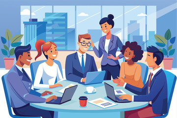 Poster - Diverse Team of Professionals Collaborating on a Project in a Modern Office Setting
