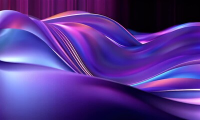 Poster - abstract colorful wavy lines on dark background vector presentation design, black solid background
