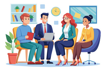 Poster - Four Diverse Professionals Participating in a Meeting