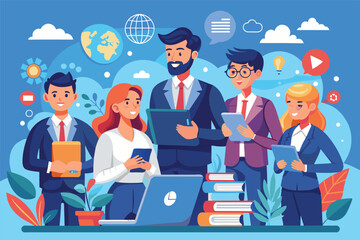 Poster - Business Team Collaborating on Digital Projects in Modern Office