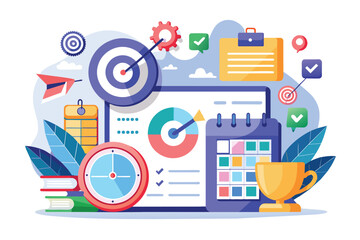 Poster - Successful Business Strategy With Time Management, Goal Setting, And Planning