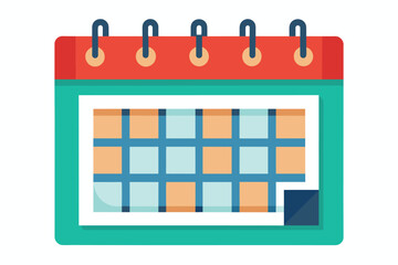 Poster - Flat Design Illustration of a Teal Monthly Calendar