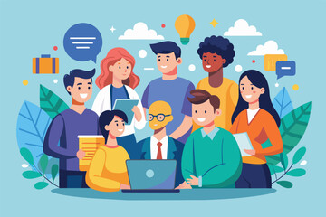 Poster - Diverse Team Working Together on a Laptop With Bright Ideas in a Modern Workplace