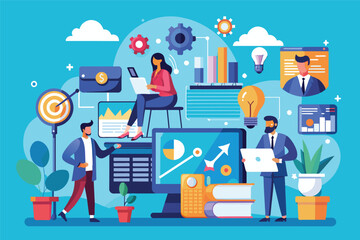 Poster - Business Professionals Working on Project Management and Data Analysis