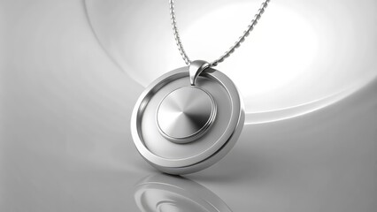 Sticker - Silver Pendant with Round Design and Chain