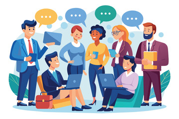 Poster - Diverse Team of Business Professionals Collaborating on Project in Modern Office Setting