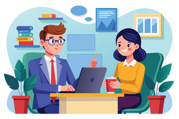Poster - Businessman Presenting Ideas to Colleague at Office Desk