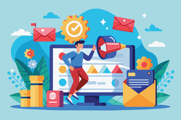 Poster - Man Using Digital Marketing Tools to Promote Business Online