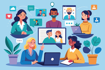 Poster - Diverse Team Participating In Online Video Conference Meeting