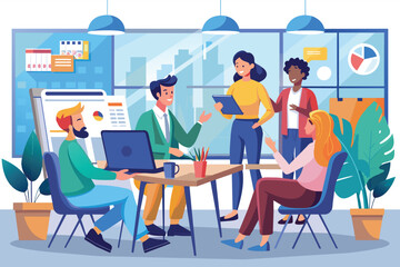 Poster - Diverse Team Meeting in a Modern Office Setting