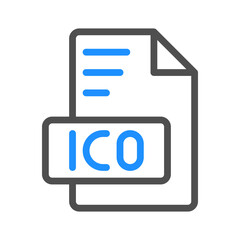 Fototapete - Ico document file icon with minimalist colored lines, can be used for websites, UI and mobile apps.