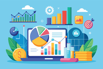 Poster - Financial Data Analysis On Laptop With Graphs And Charts
