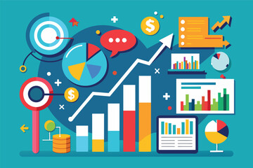 Poster - Colorful Data Visualization With Upward Trending Line Graph