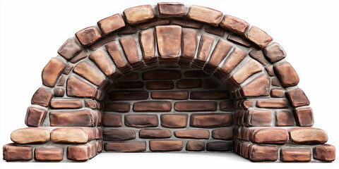 Poster - Stone archway framing brick wall on white background