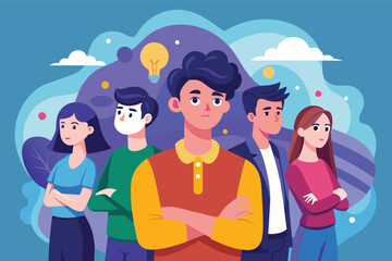 Poster - Young Adults Standing Together With Arms Crossed