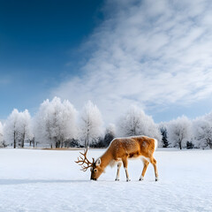 Christmas scene in cozy snowy winter Decorative lighting and charming elements to create a warm and magical atmosphere.