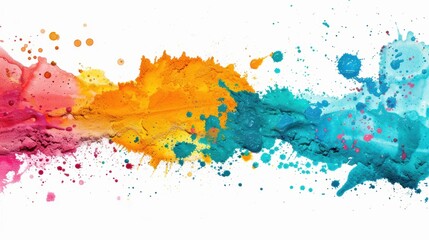 Poster - Bright splashes of paint in vibrant colors burst across a white background, creating an abstract design full of energy and creativity