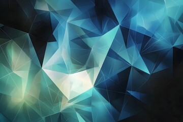 Poster - An abstract image featuring a mesmerizing blend of blue and teal geometric shapes, creating a dynamic and vivid visual experience with a sense of depth and movement.