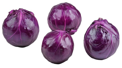 Poster - Fresh Purple Cabbages Arranged on a Transparent Background Generative AI