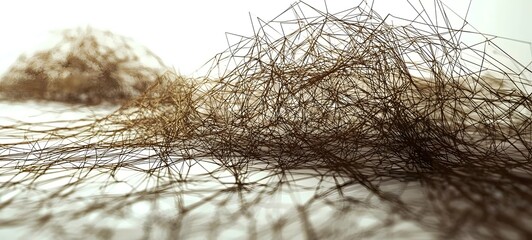 Poster - Close-up view of abstract, chaotic lines creating a textured landscape. The interplay of light and shadow adds depth and intrigue to the composition, evoking curiosity.