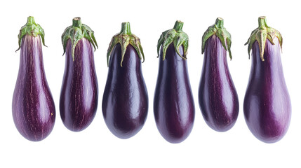 Poster - Collection of Fresh Eggplants Displayed on a Transparent Background Generative AI