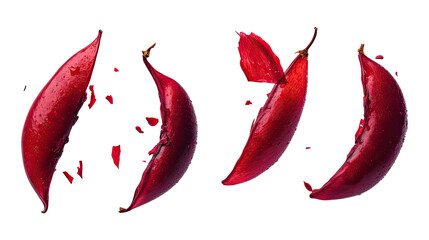 Poster - falling red beans in a set isolated on a transparent background generative ai