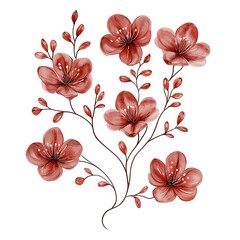 Sticker - Watercolor painting of red flowers on a white background.