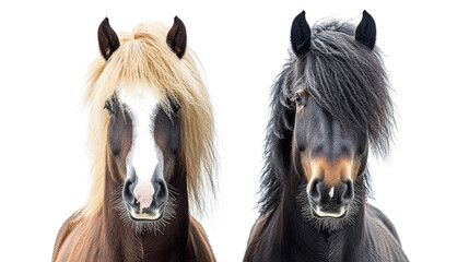 Poster - horses with flowing manes on transparent background generative ai