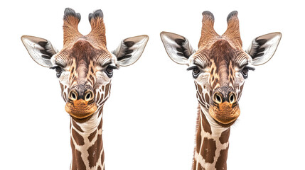 Poster - Giraffe Faces Collection Set Isolated on a Transparent Background Generative AI