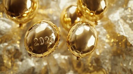 Wall Mural - Golden Balloons 2025.