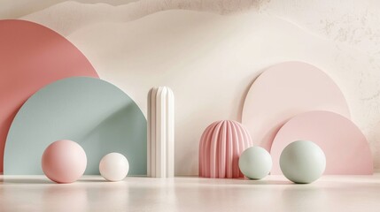 Poster - Abstract Geometric Background in Soft Pastel Colors