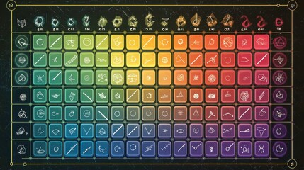 Poster - Colorful Icon Grid with Various Symbols and Elements